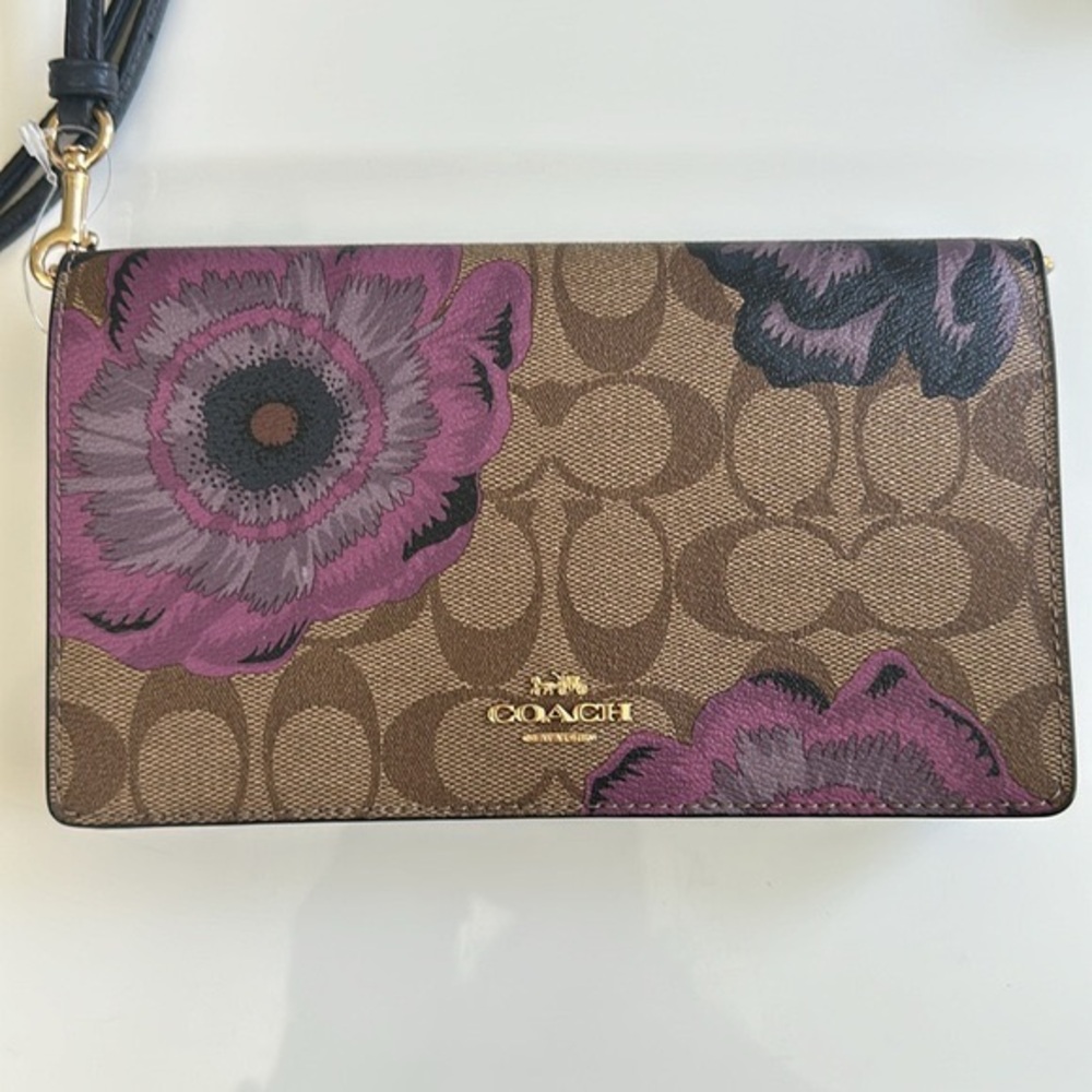 Coach Anna Foldover Crossbody Clutch Kaffe Fassett Floral Print NWT